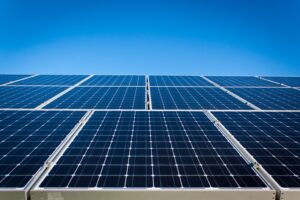 An up-close image of some solar panels