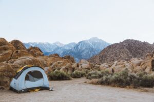 A tent in a beautiful desert landscape